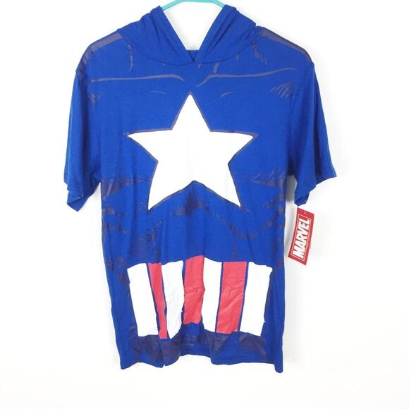 Marvel Captain America Hoodie Graphic S Shirt Cosplay Halloween Costume Avengers - Picture 1 of 5